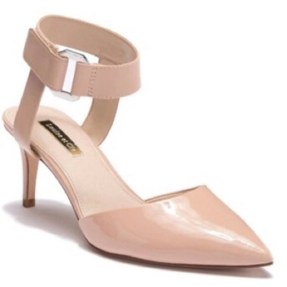 LOUISE ET CIE Nude Patent Leather Grettah Point Toe Ankle-Strap Heels Size 10M - Picture 1 of 11